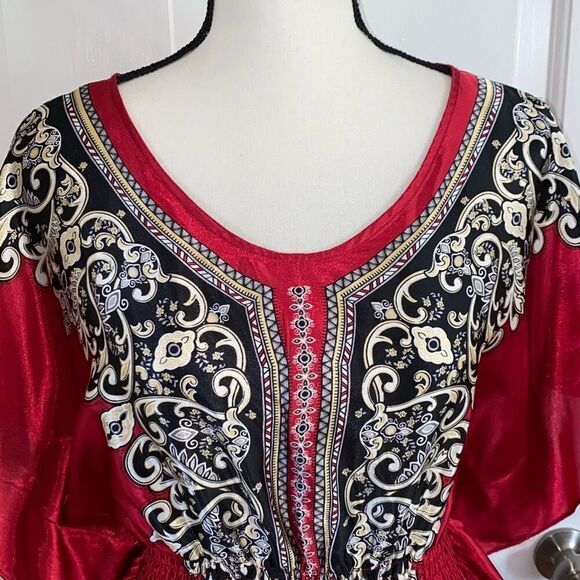 🔥3/$20🔥 HeartSoul satin printed peplum blouse size M - Picture 4 of 11